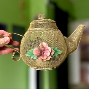 VTG Rustic Cottagecore Kettle Tea Pot Tea Light Holder Collectible Accent Decor